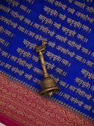Royal Blue Mantra Khaddi Georgette Handloom Banarasi Saree - Sacred Weaves