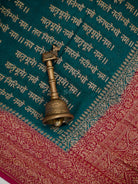 Teal Green Mantra Khaddi Georgette Handloom Banarasi Saree - Sacred Weaves