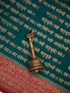 Teal Green Mantra Khaddi Georgette Handloom Banarasi Saree - Sacred Weaves