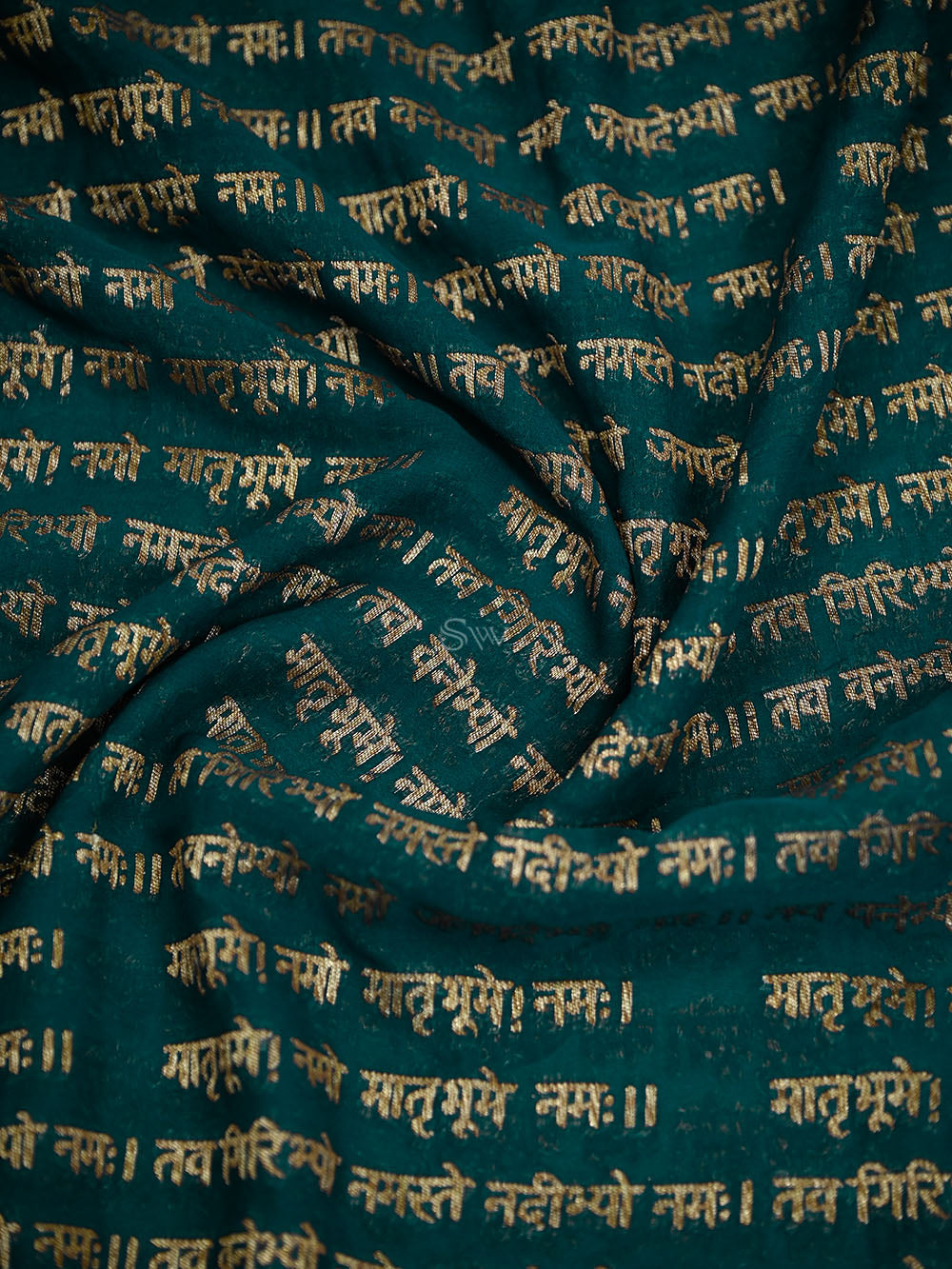 Teal Green Mantra Khaddi Georgette Handloom Banarasi Saree - Sacred Weaves