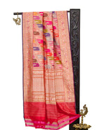Red Rangkat Katan Silk Handloom Banarasi Dupatta - Sacred Weaves