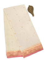 Off White Booti Organza Silk Handloom Banarasi Saree - Sacred Weaves