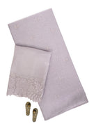 Pastel Mauve Embroidered Cotton Handloom Banarasi Suit - Sacred Weaves