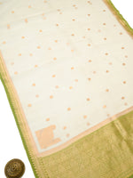 Off White Booti Organza Silk Handloom Banarasi Saree - Sacred Weaves