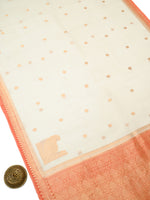 Off White Booti Organza Silk Handloom Banarasi Saree - Sacred Weaves