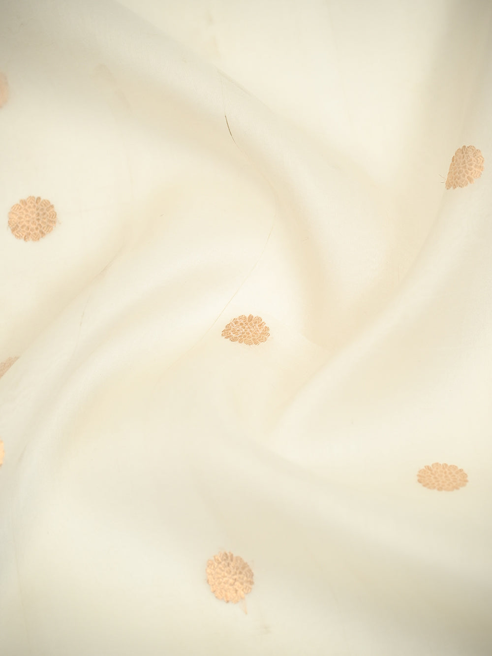 Off White Booti Organza Silk Handloom Banarasi Saree - Sacred Weaves