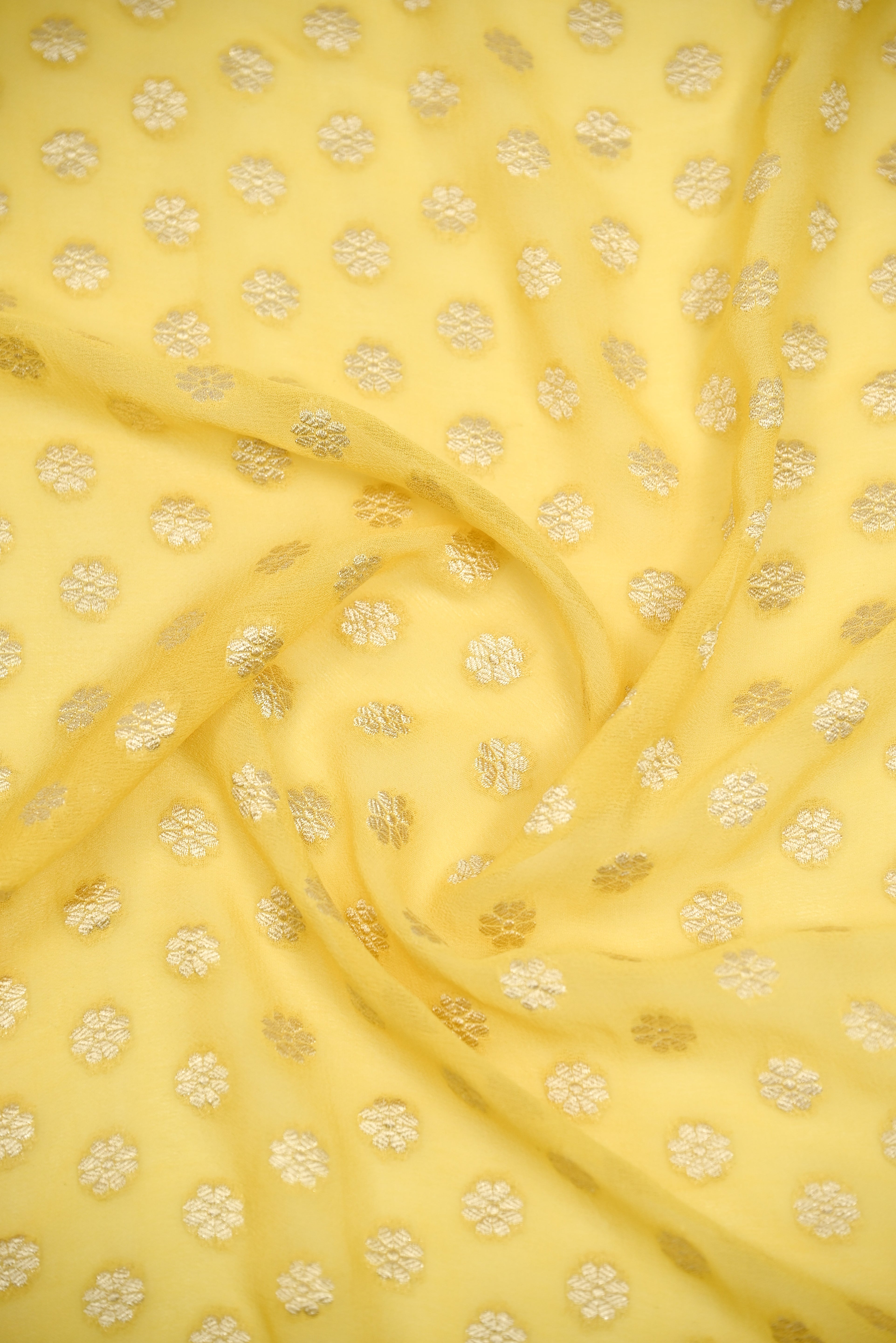 Yellow Booti Khaddi Georgette Handloom Banarasi Suit - Sacred Weaves