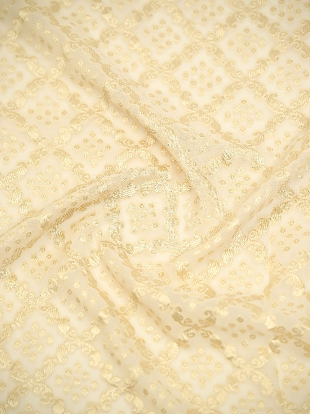 Cream Booti Khaddi Georgette Handloom Banarasi Suit - Sacred Weaves