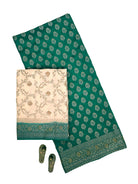 Teal Green Booti Crepe Silk Handloom Banarasi Suit - Sacred Weaves