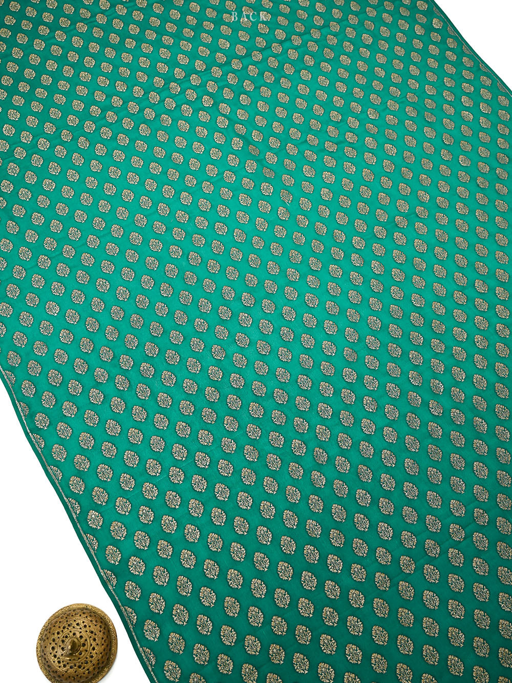 Teal Green Booti Crepe Silk Handloom Banarasi Suit - Sacred Weaves