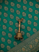 Teal Green Booti Crepe Silk Handloom Banarasi Suit - Sacred Weaves