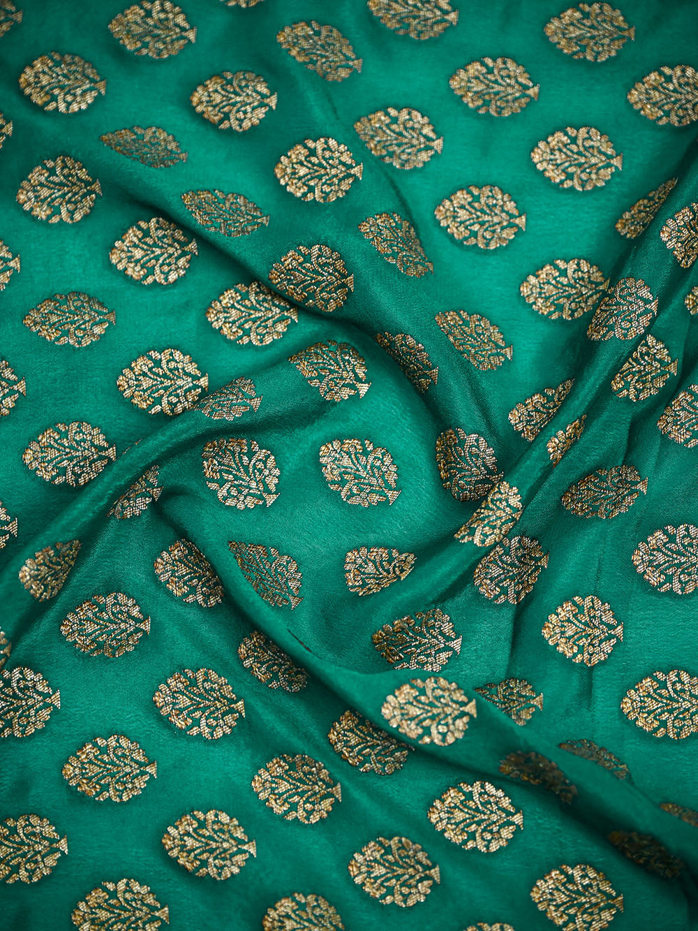 Teal Green Booti Crepe Silk Handloom Banarasi Suit - Sacred Weaves