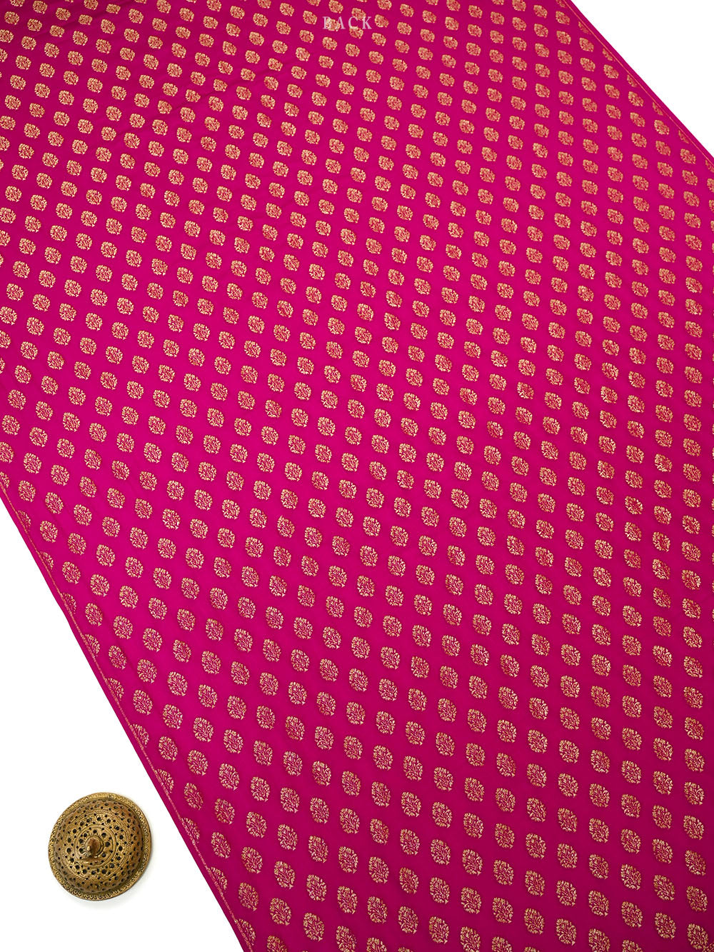 Dark Pink Booti Crepe Silk Handloom Banarasi Suit - Sacred Weaves