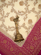 Dark Pink Booti Crepe Silk Handloom Banarasi Suit - Sacred Weaves