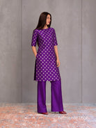 Purple Booti Katan Silk Handloom Banarasi Suit - Sacred Weaves