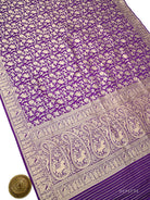 Purple Booti Katan Silk Handloom Banarasi Suit - Sacred Weaves