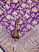 Purple Booti Katan Silk Handloom Banarasi Suit - Sacred Weaves