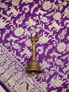 Purple Booti Katan Silk Handloom Banarasi Suit - Sacred Weaves
