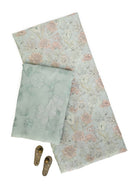 Sea Green Printed Cotton Handloom Banarasi Suit - Sacred Weavea