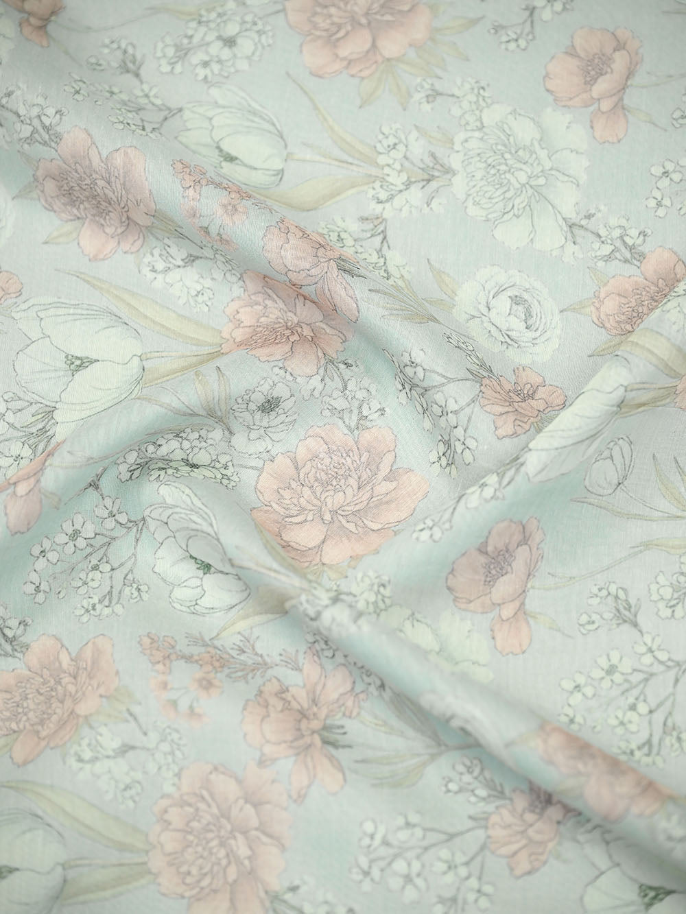 Sea Green Printed Cotton Handloom Banarasi Suit - Sacred Weavea