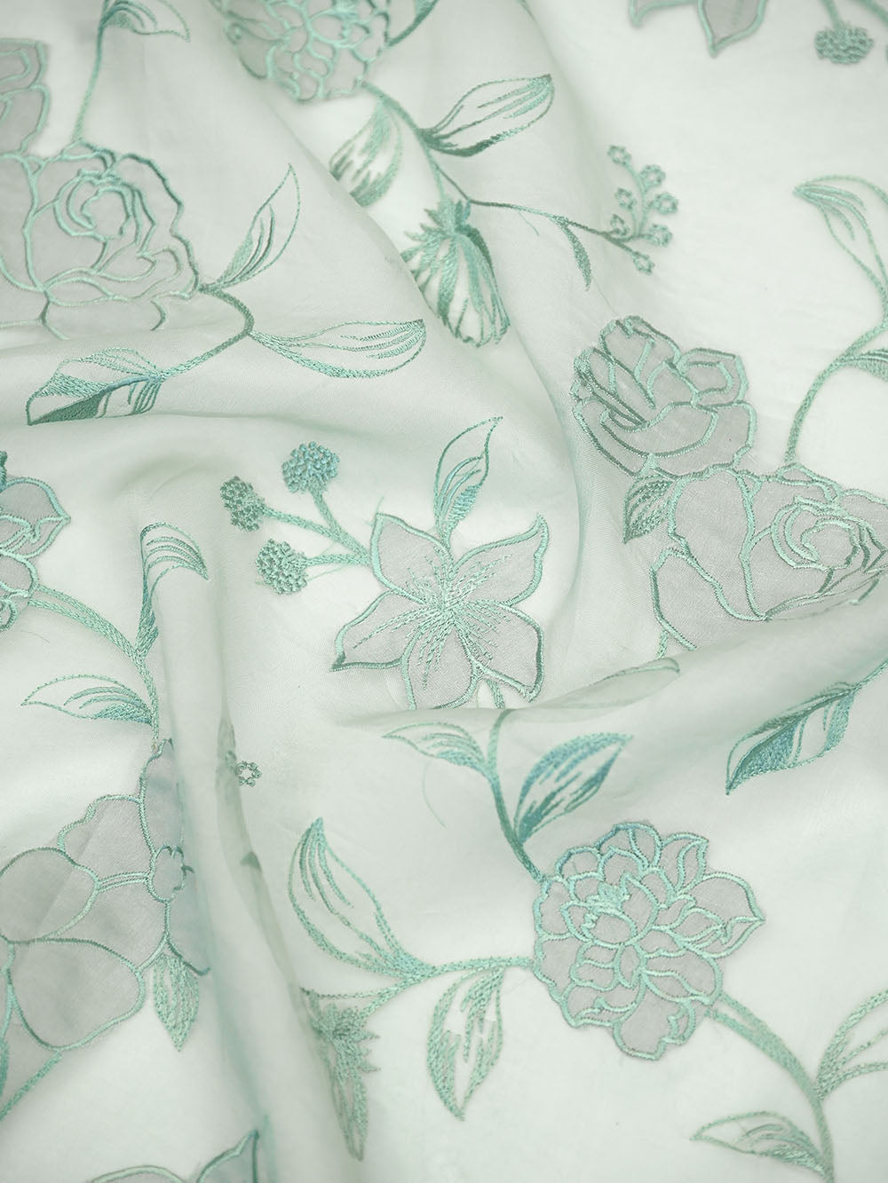 Sea Green Printed Cotton Handloom Banarasi Suit - Sacred Weavea