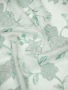 Sea Green Printed Cotton Handloom Banarasi Suit - Sacred Weavea