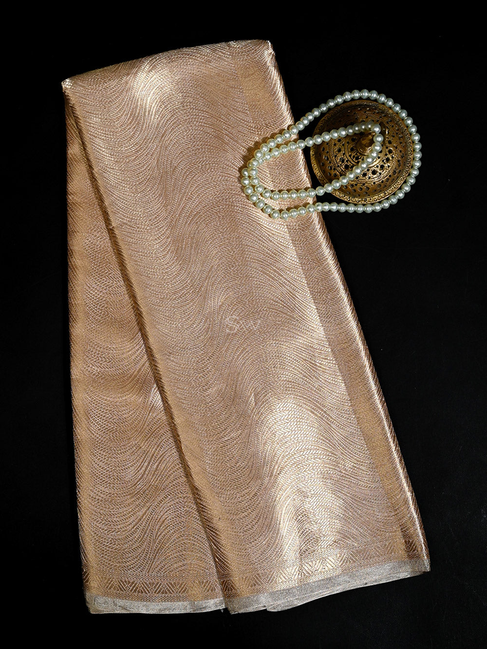 Beige Tissue Brocade Handloom Banarasi Saree - Sacred Weaves