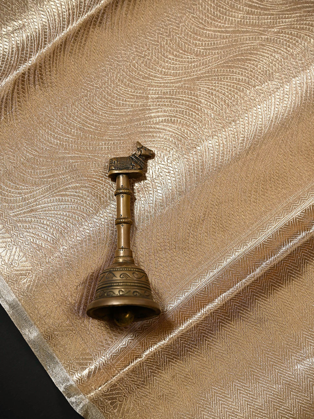 Beige Tissue Brocade Handloom Banarasi Saree - Sacred Weaves