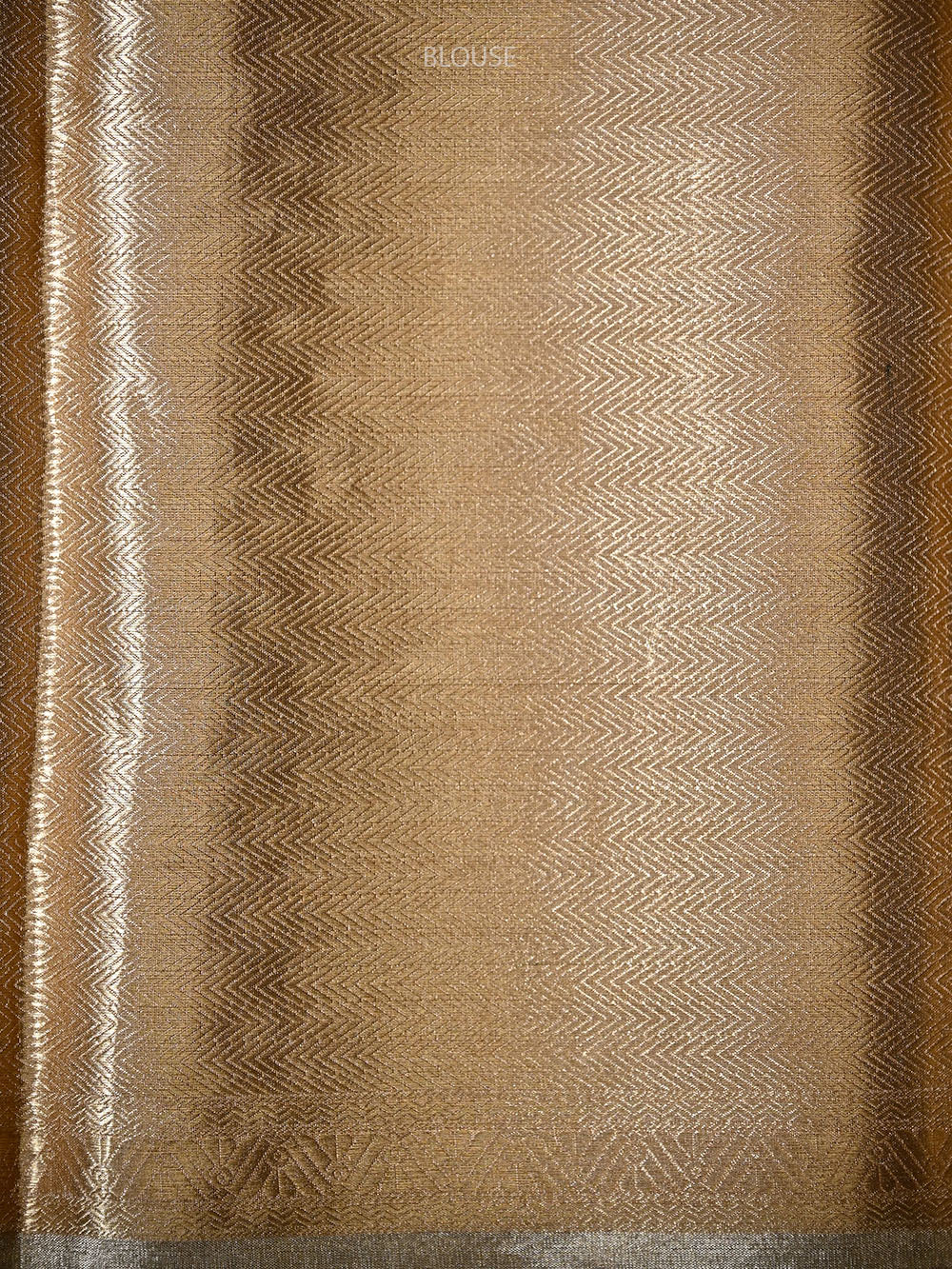 Beige Tissue Brocade Handloom Banarasi Saree - Sacred Weaves
