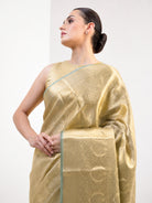 Mint Green Tissue Brocade Handloom Banarasi Saree - Sacred Weaves