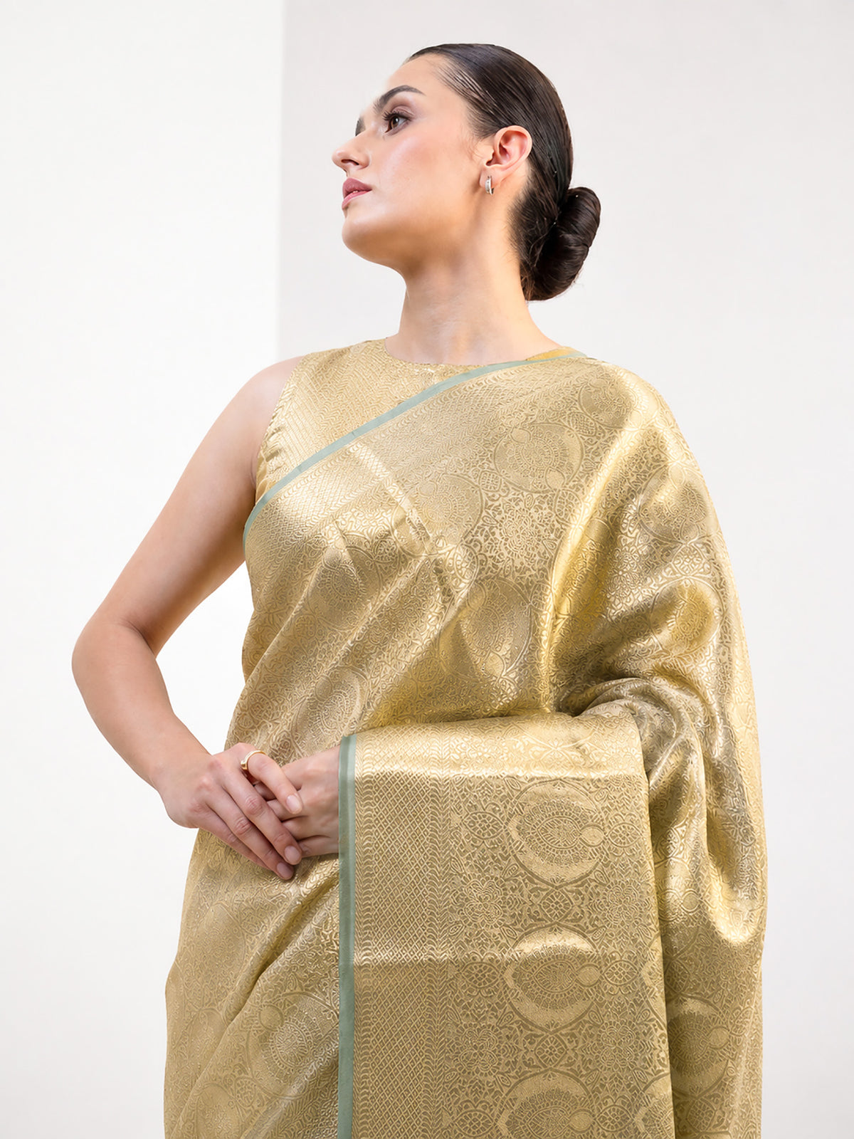 Mint Green Tissue Brocade Handloom Banarasi Saree - Sacred Weaves