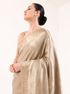 Pastel Pink Tissue Brocade Handloom Banarasi Saree - Sacred Weaves