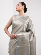 Pastel Sky-blue Tissue Brocade Handloom Banarasi Saree - Sacred Weaves