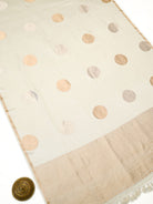 Cream Boota Satin Silk Handloom Banarasi Saree - Sacred Weaves
