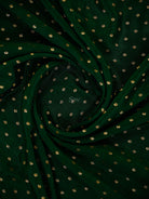 Bottle Green Zari Booti Crepe Silk Handloom Banarasi Saree - Sacred Weaves