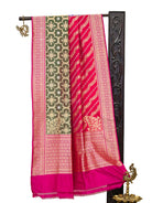 Pink Rangkat Katan Silk Handloom Banarasi Dupatta - Sacred Weaves