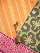 Pink Rangkat Katan Silk Handloom Banarasi Dupatta - Sacred Weaves