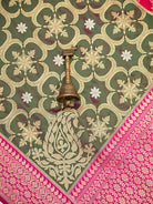 Pink Rangkat Katan Silk Handloom Banarasi Dupatta - Sacred Weaves