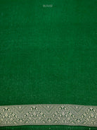 Bottle Green Zari Stripe Crepe Silk Handloom Banarasi Saree - Sacred Weaves