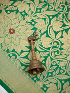 Bottle Green Floral Meenakari Silk Brocade Handloom Banarasi Saree - Sacred Weaves