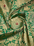 Bottle Green Floral Meenakari Silk Brocade Handloom Banarasi Saree - Sacred Weaves