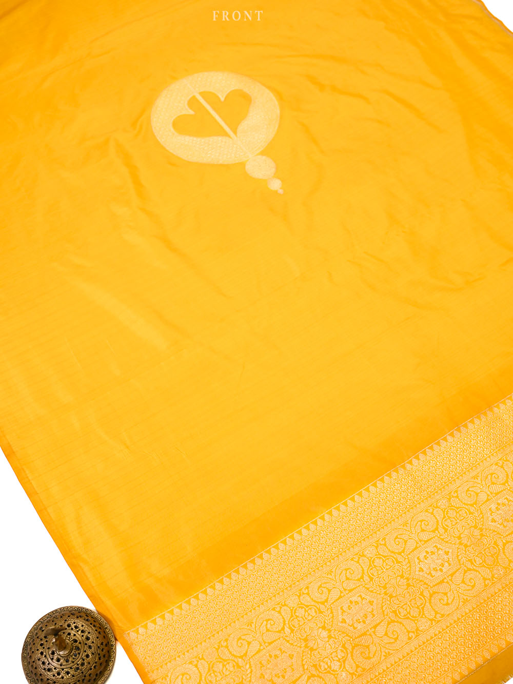 Yellow Floral Booti Katan Silk Handloom Banarasi Suit - Sacred Weaves