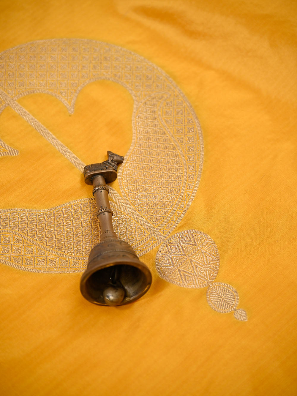 Yellow Floral Booti Katan Silk Handloom Banarasi Suit - Sacred Weaves