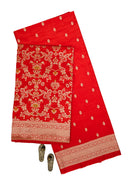 Red Meenakari Booti Katan Silk Handloom Banarasi Suit - Sacred Weaves