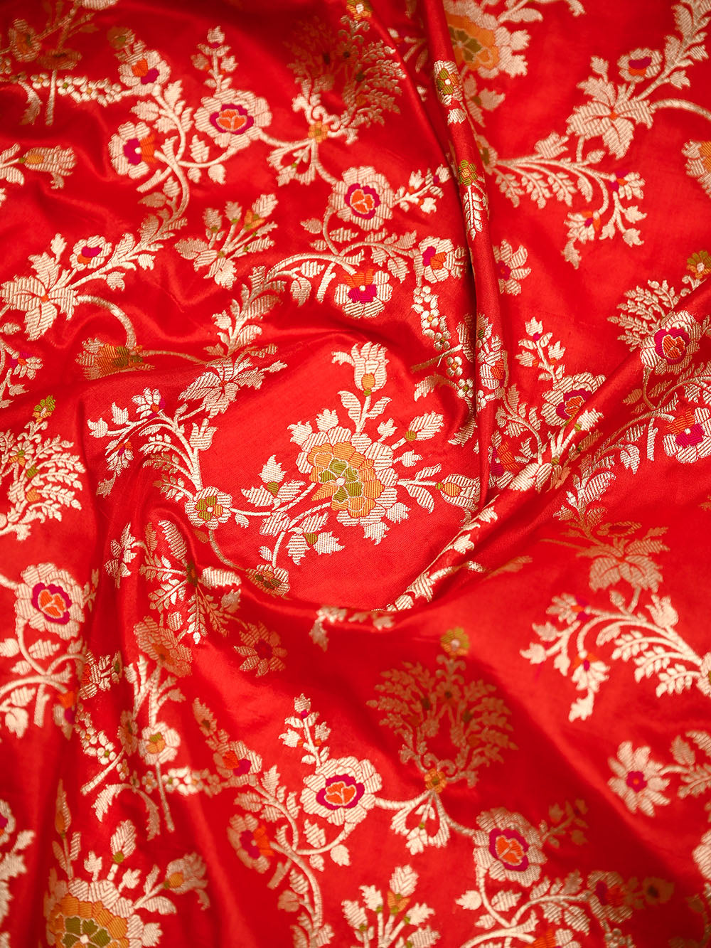 Red Meenakari Booti Katan Silk Handloom Banarasi Suit - Sacred Weaves