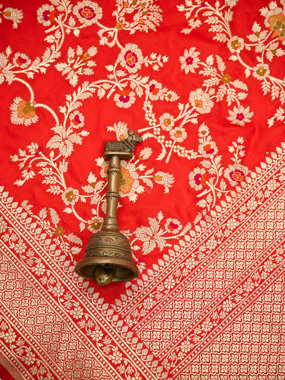 Red Meenakari Booti Katan Silk Handloom Banarasi Suit - Sacred Weaves