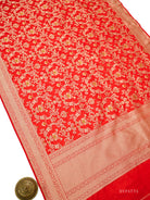 Red Meenakari Booti Katan Silk Handloom Banarasi Suit - Sacred Weaves