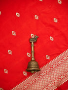 Red Meenakari Booti Katan Silk Handloom Banarasi Suit - Sacred Weaves