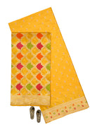 Yellow Meenakari Booti Katan Silk Handloom Banarasi Suit - Sacred Weaves