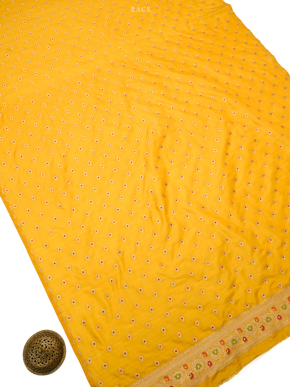 Yellow Meenakari Booti Katan Silk Handloom Banarasi Suit - Sacred Weaves